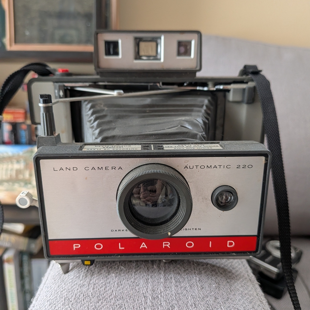 Polaroid Automatic 220 Camera - Black, Silver, and Red